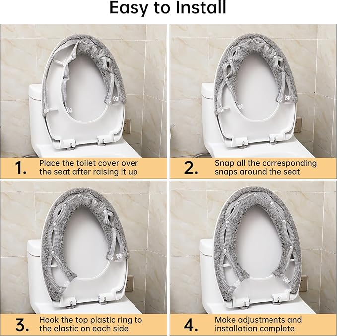 High - Stretch Universal Toilet Seat Cover - Fits Round/Standard/Elongated Toilets, Soft Comfortable Warm Seat Cushion (Precise Sizes, Multi - Scenario Use)