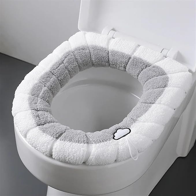 Cloud - Heart Color - Block Toilet Seat Cover - Thick Plush Warm Cushion (Universal Fit for Most Toilets)