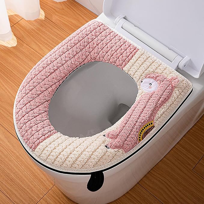 Cartoon Animal Pattern Universal Toilet Seat Cover - Fits O/U/V - Shaped Toilets, Thickened Warm Toilet Cushion (Precise Sizes, Cute & Practical)