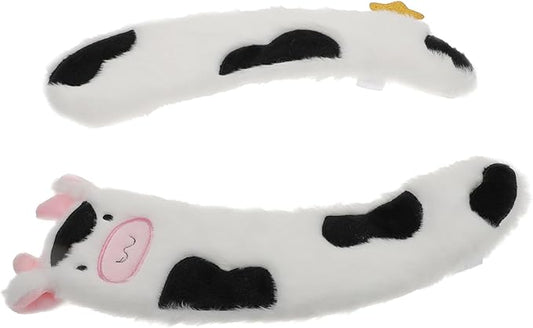 Cartoon Cow Toilet Seat Pads – Soft Plush Thickened Adhesive Covers for Kids & Adults, Reusable Travel-Friendly Toilet Seat Stickers, 2-Pack (13.3" x 3.5")