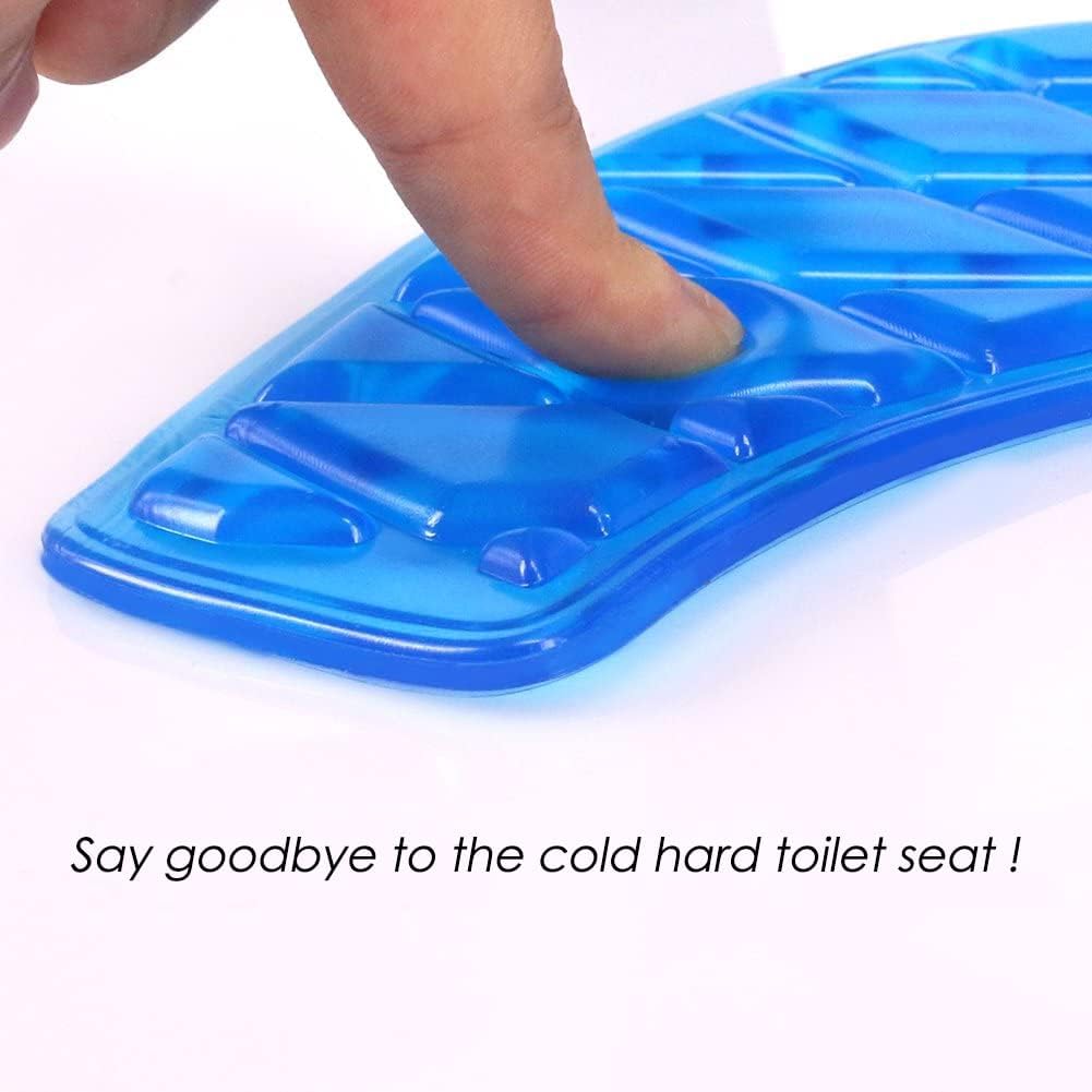 2-Piece Gel Toilet Seat Cushion Pad – Universal Soft Adhesive Toilet Seat Cover for O-Shaped, U-Shaped, Square Toilets