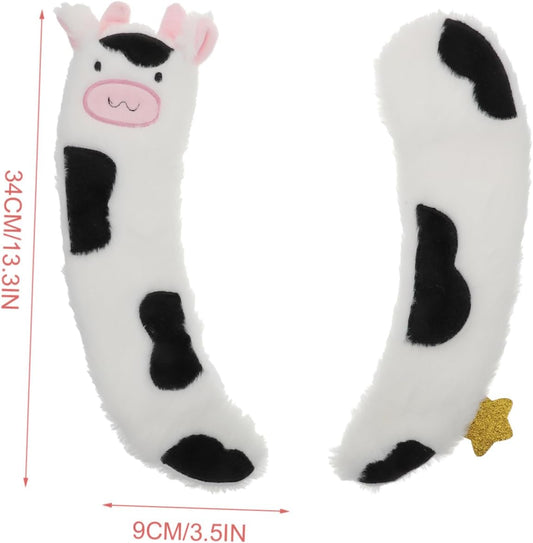 Cartoon Cow Toilet Seat Pads – Soft Plush Thickened Adhesive Covers for Kids & Adults, Reusable Travel-Friendly Toilet Seat Stickers, 2-Pack (13.3" x 3.5")