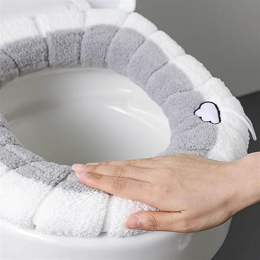 Cloud - Heart Color - Block Toilet Seat Cover - Thick Plush Warm Cushion (Universal Fit for Most Toilets)