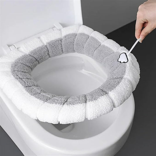Cloud - Heart Color - Block Toilet Seat Cover - Thick Plush Warm Cushion (Universal Fit for Most Toilets)
