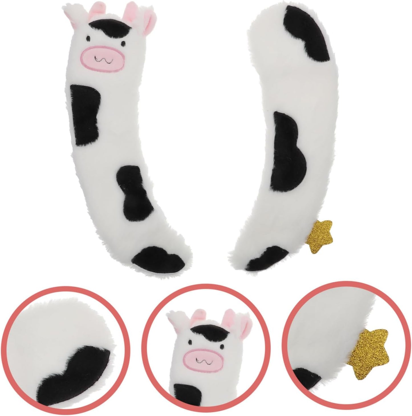 Cartoon Cow Toilet Seat Pads – Soft Plush Thickened Adhesive Covers for Kids & Adults, Reusable Travel-Friendly Toilet Seat Stickers, 2-Pack (13.3" x 3.5")