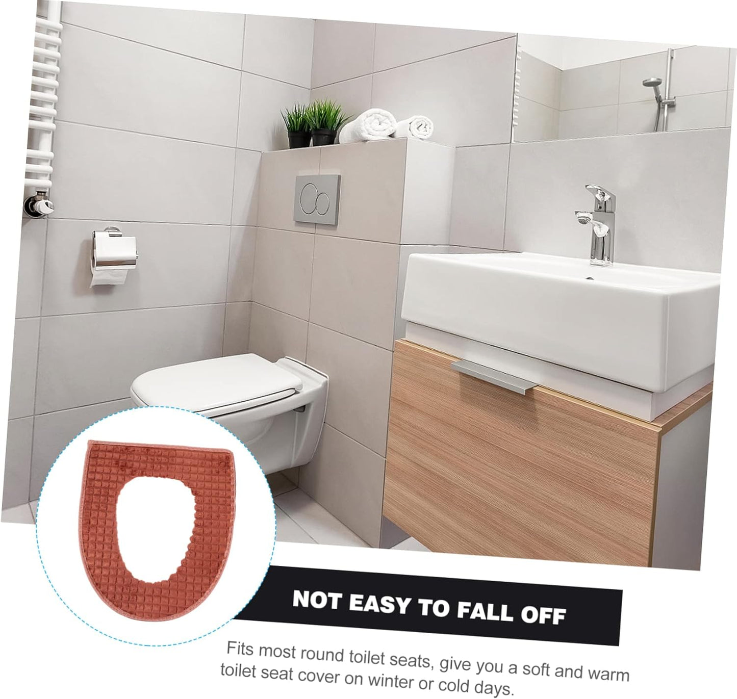 Waffle - Patterned Thick Toilet Seat Cover - Universal Toilet Cushion (Fits Multiple Sizes, Comfort & Warmth)