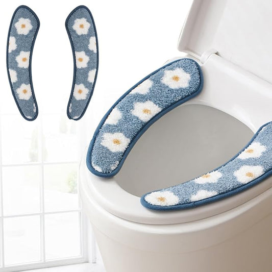 Multi - Type Compatible Floral - Patterned Adhesive Toilet Seat Covers - Thickened Warm Toilet Stickers (Precise Sizes for O/V/U - Shaped Toilets)