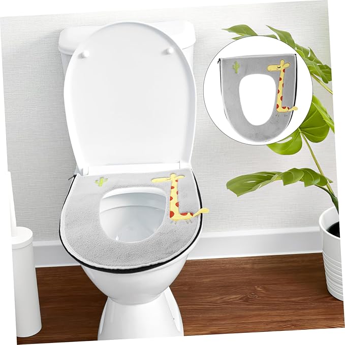 Cute Giraffe Pattern Toilet Seat Cover - Zippered Universal Toilet Cushion (Fits Multiple Sizes, Fun Decoration)