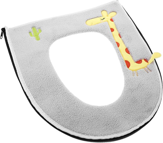 Cute Giraffe Pattern Toilet Seat Cover - Zippered Universal Toilet Cushion (Fits Multiple Sizes, Fun Decoration)