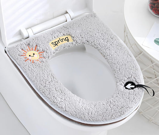 Cute Sunflower Plush Toilet Seat Cover - Fits Multiple Sizes, Adorable Thickened Warm Cushion (Precise Dimensions, Fun Decoration)