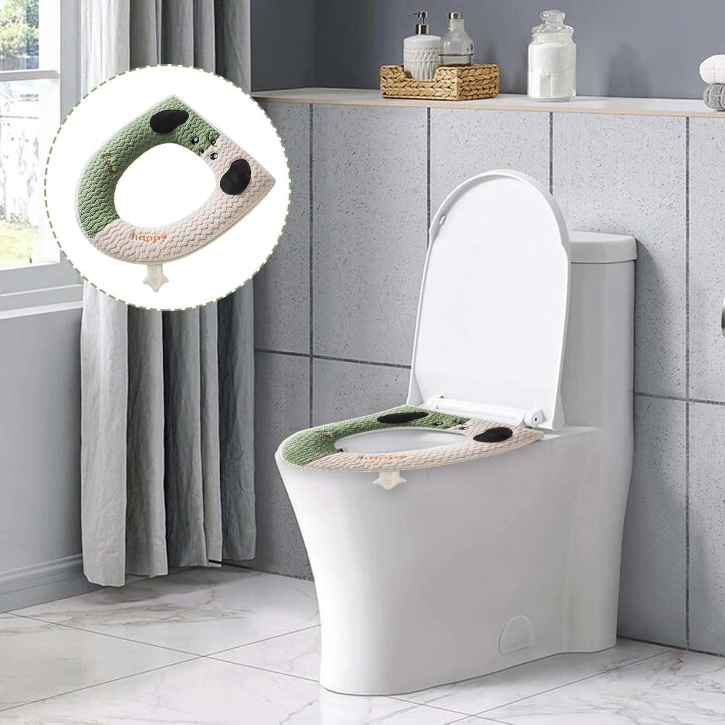 Cute Panda - Shaped Toilet Seat Cover - Thick Plush Toilet Cushion (Precise Size Fit, Adorable & Practical)