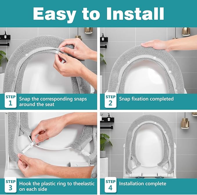 Multi - Type Compatible Plush Toilet Seat Cover - Fits Oval/Standard/Elongated Toilets, Thickened Warm Toilet Cushion (15 - 21 Inch Fit, Practical & Comfortable)