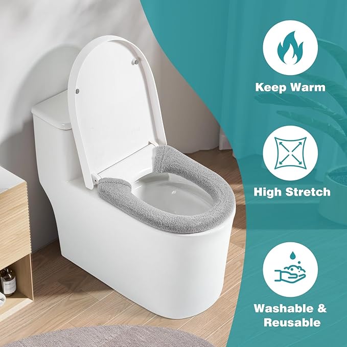 Multi - Type Compatible Plush Toilet Seat Cover - Fits Oval/Standard/Elongated Toilets, Thickened Warm Toilet Cushion (15 - 21 Inch Fit, Practical & Comfortable)