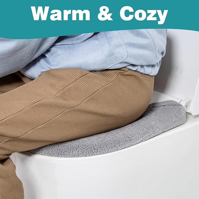 Multi - Type Compatible Plush Toilet Seat Cover - Fits Oval/Standard/Elongated Toilets, Thickened Warm Toilet Cushion (15 - 21 Inch Fit, Practical & Comfortable)