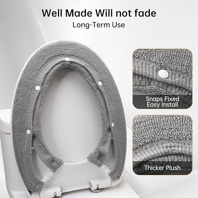 High - Stretch Universal Toilet Seat Cover - Fits Round/Standard/Elongated Toilets, Soft Comfortable Warm Seat Cushion (Precise Sizes, Multi - Scenario Use)