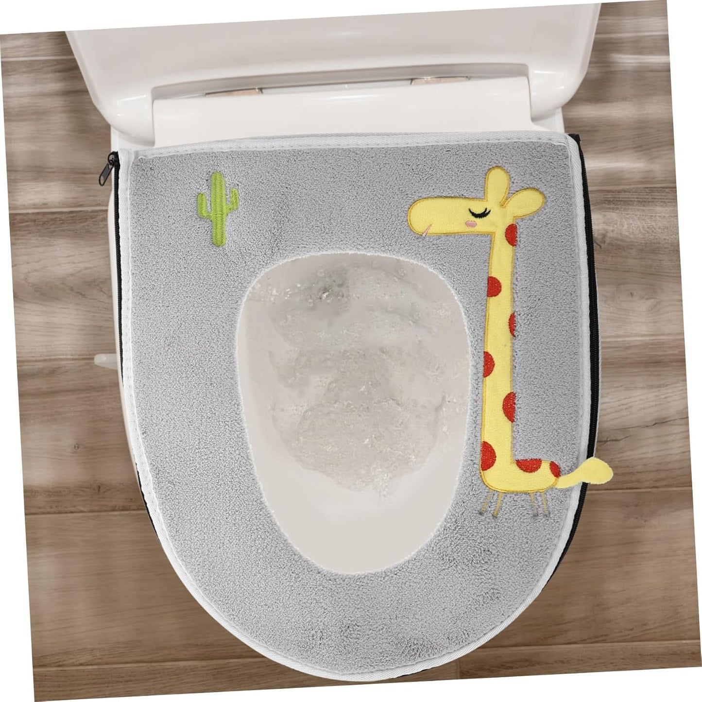 Cute Giraffe Pattern Toilet Seat Cover - Zippered Universal Toilet Cushion (Fits Multiple Sizes, Fun Decoration)